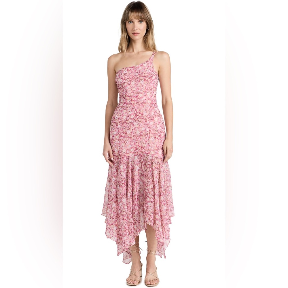 New ASTR the Label Malvina One Shoulder Floral Midi Dress, S